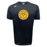 The WRS Canterbury West Chester University Tempo Vapodri T-Shirt features a black athletic design with a circular men’s rugby ram’s head logo, established 1973, in yellow and purple on the chest.