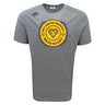 Stay active in the WRS Canterbury West Chester University Tempo Vapodri T-Shirt, a gray short-sleeve athletic tee with "Men's Rugby," a ram's head, and "EST 1973" in purple and gold. Features moisture-wicking fabric for performance.