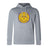 The West Chester University Club Lightweight Hoodie by WRS Canterbury features a yellow and purple "West Chester University Men's Rugby" logo, bold ram graphic, and classic kangaroo pocket for comfort and style in light gray.