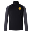 The EMB Canterbury West Chester University Women's Elite First Layer is a black and gray quarter-zip pullover with a yellow ram’s head logo on the left chest, offering moisture-wicking comfort for all-day wear.