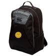 A black West Chester University Medium Backpack by EMB Canterbury features gray accents, front and top zippers, a side mesh pocket, and a water repellent finish—great for athletic gear.
