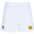 The West Chester University Advantage Rugby Shorts by EMB Canterbury feature moisture-wicking fabric to keep you cool, with a black Canterbury logo on the left and a yellow shield emblem on the right.