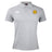The West Chester University Waimak Polo by EMB Canterbury is a light grey men's polo with a white Canterbury logo on the right chest and a yellow, blue, and red embroidered crest on the left chest.