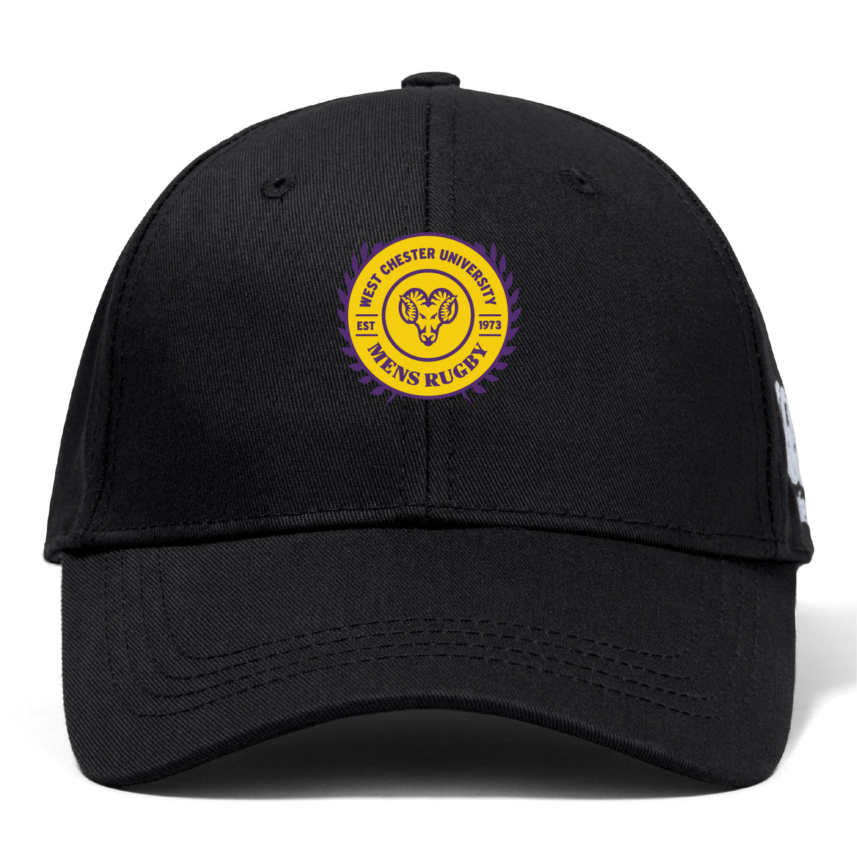 The West Chester University Flexfit Drill Cap by EMB Canterbury features the Men’s Rugby logo on the front and comes in black.