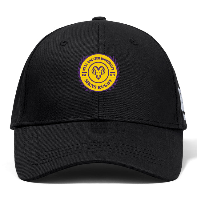 The West Chester University Flexfit Drill Cap by EMB Canterbury features the Men’s Rugby logo on the front and comes in black.