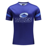 A blue Blues Super Rugby 2024 Supporters Tee with the words blues on it, perfect for Super Rugby supporters in New Zealand, made by Classic Sportswear.