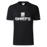 The Gallagher Chiefs Super Rugby Supporters Cotton Tee 25/26 by Classic Sportswear is a black cotton shirt with "CHIEFS" in large white letters and the Gallagher Chiefs logo above.