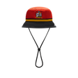 The Gallagher Chiefs Super Rugby Supporters Bucket Hat 25/26 by Classic Sportswear is red and black with a "Chiefs" logo on the front and an adjustable chin strap.