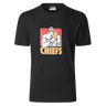 Gallagher Chiefs Super Rugby Supporters Retro Cotton Tee 25/26 by Classic Sportswear: A black tee featuring a flexing character with a clenched fist and the text "CHIEFS," representing Chiefs pride.