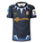 The Limited Edition Gallagher Chiefs Super Rugby Marvel Collection Black Panther Jersey by Classic Sportswear is a striking navy and black sports jersey with geometric patterns, featuring prominent logos for Gallagher and Chiefs, plus other sponsor logos on the sleeves.