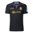 The Limited Edition Gallagher Chiefs Super Rugby Marvel Collection Black Panther Warm-Up Tee by Classic Sportswear showcases gray patterns, sponsor logos including "Gallagher" and "Classic," sleeve logos with a stylized bird, and a red, black, and yellow emblem honoring Te Ao Māori culture.