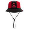 The Crusaders Super Rugby 25/26 Supporters Bucket Hat by Classic Sportswear, in red and black, proudly showcases "CRUSADERS" and a logo on the front. It includes an adjustable chin strap, ideal for rugby training or daily wear.