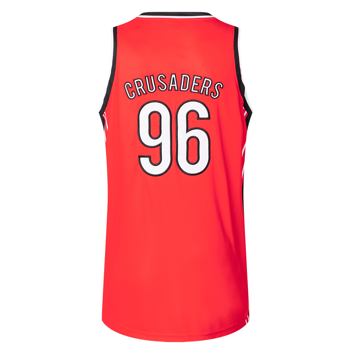The Crusaders Super Rugby 25/26 Supporters Basketball Singlet by Classic Sportswear is made from moisture-wicking fabric and features "Crusaders" and the number 96 on the back.
