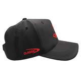 The Crusaders Super Rugby Media Cap 25/26 by Classic Sportswear is a stylish black cap with red embroidered branding and an adjustable strap, made from quick-drying polyester for extra comfort.
