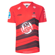 The Crusaders Super Rugby Replica Home Jersey 25/26 by Classic Sportswear features sponsor logos, the "Classic" logo, and the "Crusaders" team logo. It showcases "I AM HOPE" on the front, making it essential for any Super Rugby enthusiast.