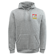 Gray hoodie with a front pocket and drawstring hood, featuring a small "Chiefs" logo with a football player on the left chest. This Gallagher Chiefs Super Rugby Supporters Hoodie 24 by Classic Sportswear is perfect for true fans gearing up for Super Rugby 2024.