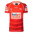 Show your support on game day with the Dolphins NRL 26/27 Replica Home Jersey by Classic Sportswear, featuring red fabric with white and orange accents, "Budget Direct" main sponsor logo, and authentic details.