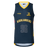The Huglanders Super Rugby 25/26 Supporters Basketball Singlet by Classic Sportswear features a navy blue design with a yellow collar. The "Highlanders" logo, the number "96," and "Highlanders" text decorate the chest, making it an essential piece for fans.