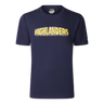 The Highlanders Super Rugby 25/26 Supporters Cotton Tee by Classic Sportswear is a navy blue t-shirt with "HIGHLANDERS" in bold yellow across the front, ideal for any Super Rugby fan.