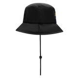 The Hurricanes Super Rugby 25/26 Bucket Hat by Classic Sportswear, in black with a chin strap, captures the timeless style of Hurricanes rugby. Set against a white backdrop, it seamlessly unites sporty elegance and functionality.