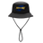 The Hurricanes Super Rugby 25/26 Bucket Hat by Classic Sportswear is black with a blue swirl and "Hurricanes" in yellow on the front. It features an adjustable chin strap for a perfect fit, making it ideal for supporting Hurricanes rugby.