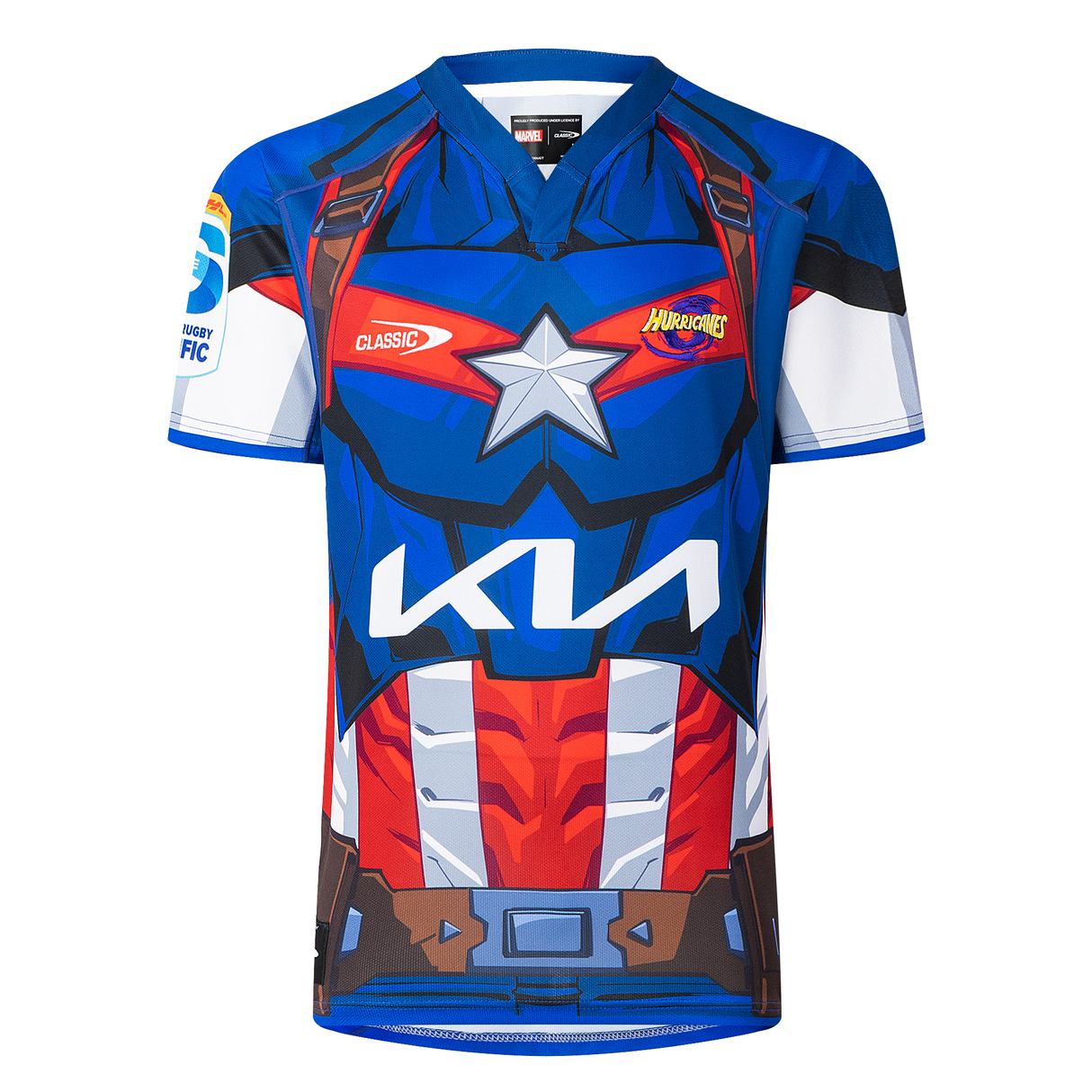 Limited Edition Hurricanes Super Rugby Marvel Collection Captain America Jersey by Classic Sportswear