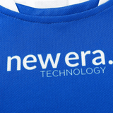 Close-up of the Knights NRL 25/26 Replica Home Jersey by Classic Sportswear, showcasing blue fabric with "new era TECHNOLOGY" in white text and sublimated graphics for added depth.