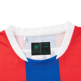A close-up of the Classic Sportswear Knights NRL 26/27 Replica Home Jersey displays its collar and a label marked “NRL Authentics, Classic Sportswear, L.”.