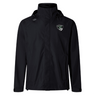 The Chicago Valkyries Elite Storm Jacket by EMB Canterbury is a black jacket with a high collar, features a small embroidered chest logo, and has a lightweight mesh lining for added comfort.