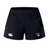 The Chicago Valkyries Women's Advantage Short 2.0 by EMB Canterbury in black boasts a white logo on the left and a crest on the right. Made with recycled content, they blend style and sustainability.