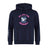 The Clover Middle Girls Club Hoodie by WRS Canterbury is navy blue with a front pocket, "Clover Rugby" and a stylized eagle with a "C" on the chest, plus three white stripes on the left sleeve.