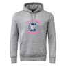 The Clover Middle Girls Club Hoodie by WRS Canterbury is a gray hooded sweatshirt with a front pocket, large "C" logo, illustrated bird, and pink "Clever Rugby"—a standout choice for any rugby fan.