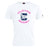 The Clover Middle Girls Club Plain Tee by WRS Canterbury features a large navy "C," an eagle illustration, and pink "CLOVER RUGBY" text. This white cotton-blend tee is a perfect customizable option for casual, sporty style.