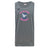The Clover Middle Girls Tempo Vapodri Singlet by WRS Canterbury is a gray sleeveless rugby shirt with "Clover Rugby" in pink and a large "C" logo featuring a bird, made from recycled polyester.