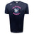 The Clover Middle Girls Tempo Vapodri T-Shirt by WRS Canterbury features "Clover Rugby" in pink, a large "C" with eagle graphic, grey shoulder logo, and moisture-wicking Vapodri material for comfort. Navy blue.