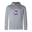 The Clover Middle Girls Club Lightweight Hoodie by WRS Canterbury is light gray with “CLOVER RUGBY” in pink, a large blue “C” and bird graphic on the chest, plus a roomy kangaroo pocket.