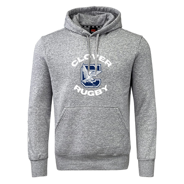 Show your club pride with the Clover Middle School Club Hoodie by WRS Canterbury—a gray hoodie featuring "CLOVER RUGBY" and a large blue "C" with a clover and rugby ball graphic on the front. Perfect for on or off the field!.