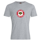 The Chico Oaks Club Plain Tee by Canterbury from WRS Canterbury features a gray cotton-heavy blend with a red circular logo, tree center, and "Chico Oaks Rugby Club" text.