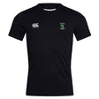 The Columbus Kodiaks Full Color Logo Club Dry Tee by EMB Canterbury is a black short-sleeve athletic shirt with the Canterbury logo, a green and white crest, and Vapodri Technology for comfort during workouts.