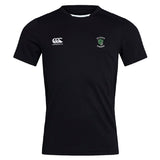 The Columbus Kodiaks Full Color Logo Club Dry Tee by EMB Canterbury is a black short-sleeve athletic shirt with the Canterbury logo, a green and white crest, and Vapodri Technology for comfort during workouts.