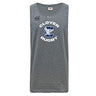 The Clover Middle School Tempo Vapodri Singlet by WRS Canterbury is a gray recycled polyester tank top with "Clover Rugby" and a large C featuring a clover and eagle design on the front.