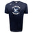 The Clover Middle School Tempo Vapodri T-Shirt by WRS Canterbury features a navy blue design, large white "C" with eagle graphic on the front, moisture-wicking fabric, and the Canterbury logo on the right shoulder.