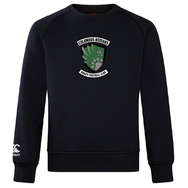 The WRS Canterbury Columbus Kodiaks Full Color Logo Club Crew Sweatshirt is a black ultra-soft sweatshirt with the team logo on the chest and a small embroidered CCC logo on the left sleeve.