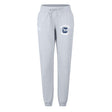 The Clover Middle School Women's Leisure Sweatpant by EMB Canterbury is a light grey organic cotton pant with a drawstring waist and "Clover Rugby" logo on the left hip—ideal for women’s leisurewear.