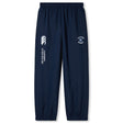 The Clover Middle School Cuffed Hem Stadium Pant by EMB Canterbury features a navy blue design with an elastic waistband, cuffed hem, and printed "Clover Rugby" and "Canterbury of New Zealand" logos on the front.