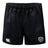 The Central Alabama Youth Rugby Player's Drill Short by EMB Canterbury features a black design with a logo on the right leg, an elastic waistband, and the Canterbury brand logo on the left. Made from recycled fabric, these durable athletic shorts ensure both performance and sustainability.