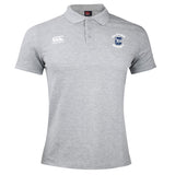 The Clover Middle School Waimak Polo by EMB Canterbury features a "Clover Rugby" crest and Canterbury logo on the chest—a classic light grey men's rugby shirt perfect for everyday style.