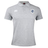 The Clover Middle School Waimak Polo by EMB Canterbury features a "Clover Rugby" crest and Canterbury logo on the chest—a classic light grey men's rugby shirt perfect for everyday style.