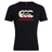The Canterbury California CCC Flag Club T-shirt by WRS Canterbury is a black short-sleeve tee with the iconic logo, a California Republic bear flag design, and bold red "canterbury" text on the front—celebrate rugby state pride in style.