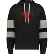The WRS Augusta Nations of Rugby Canada Jackson Way Hoodie features black fabric, gray sleeve stripes, a front pocket, and "Canada Rugby" with a red maple leaf printed on the chest.